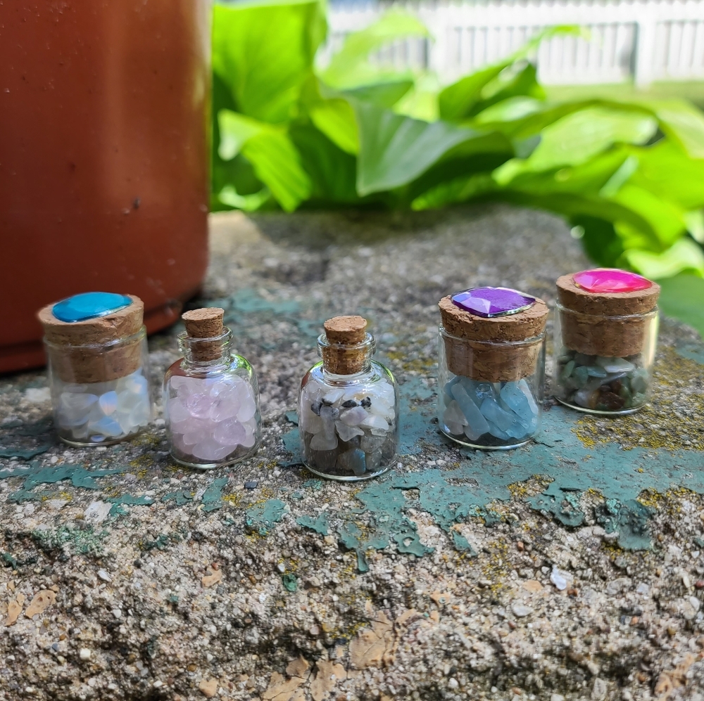 🌠 5 piece crystal wish bottle set 💎🍾